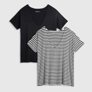 EUC Quince Black and Striped Short Sleeve Maternity Tees